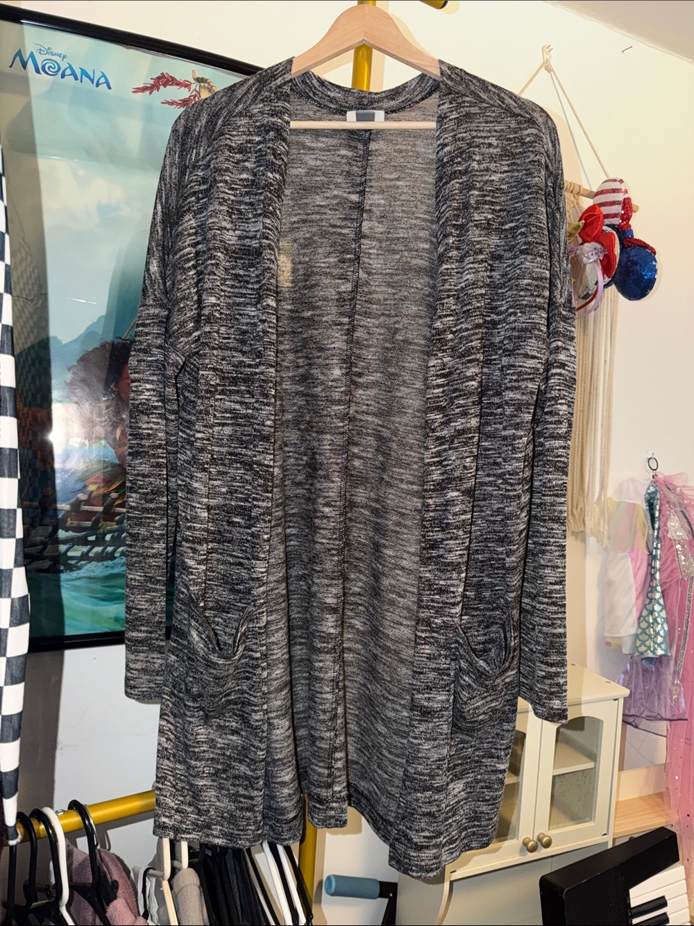 Old Navy Black and Gray Open-Front Women's Cardigan